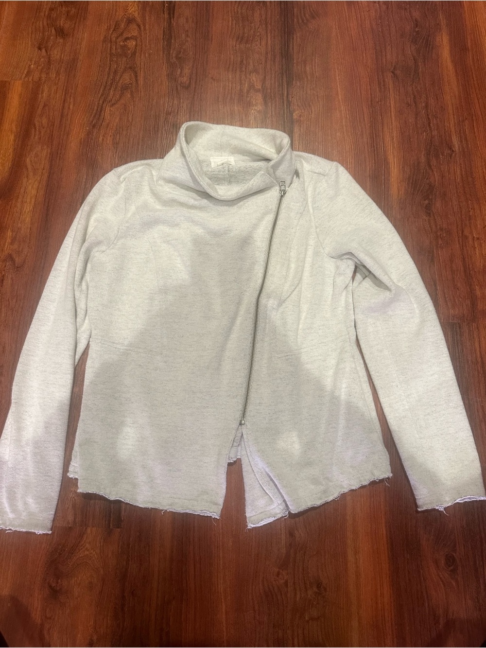Caslon Light Gray Women's Zip-Front Asymmetrical Sweater